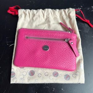 Lodis Pink Pebbled Leather Change Purse
